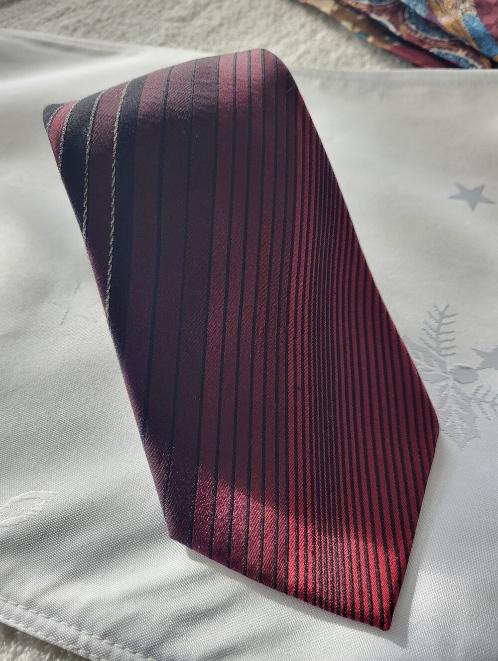 Joseph Feiss Silk Burgundy Striped Tie - Classic Formal Accessory